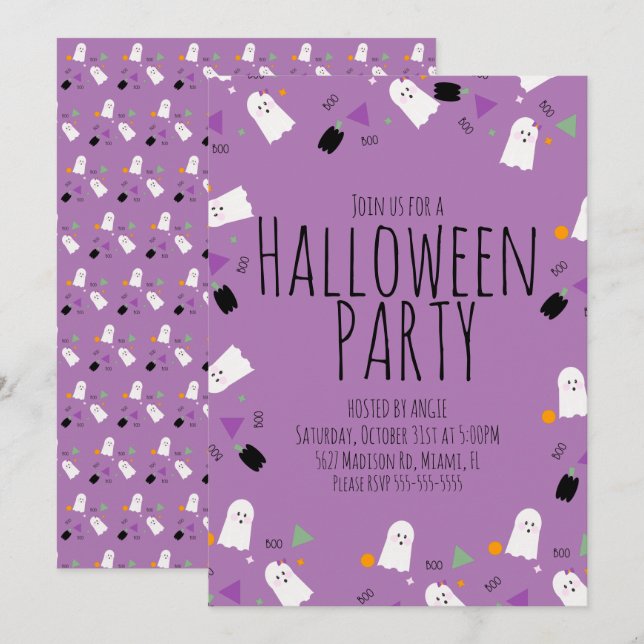 Invitation Halloween Ghost Sprinkles Anniversaire Fête (Devant / Derrière)