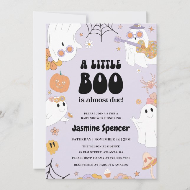 Invitation Halloween Girl Un Petit Boo Est Un Baby shower (Devant)