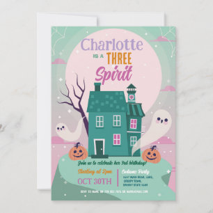 Invitation Halloween Girls 3ème 3 Fêtes Fantômes Maison Haunt