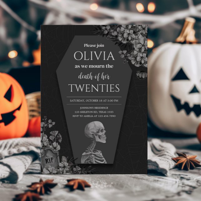 Invitation Halloween Gothic Death of her Twenties Birthday (Death of my Twenties Birthday Party Invitation )