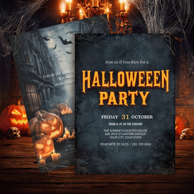 Invitation Halloween gothique de la rue Citrouille (Créateur téléchargé)