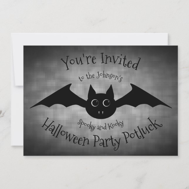 Invitation Halloween Gothique drôle de fête de la potluck fam (Devant)