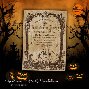 Invitation Halloween gothique victorien vintage