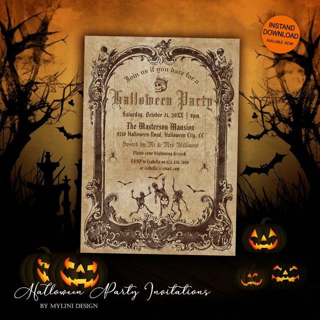 Invitation Halloween gothique victorien vintage (Créateur téléchargé)