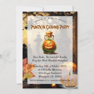 Invitation Halloween Harvest Citrouille Carving Party