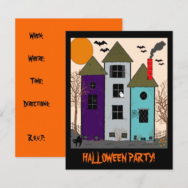Invitation Halloween Haunted House Party (Devant / Derrière)