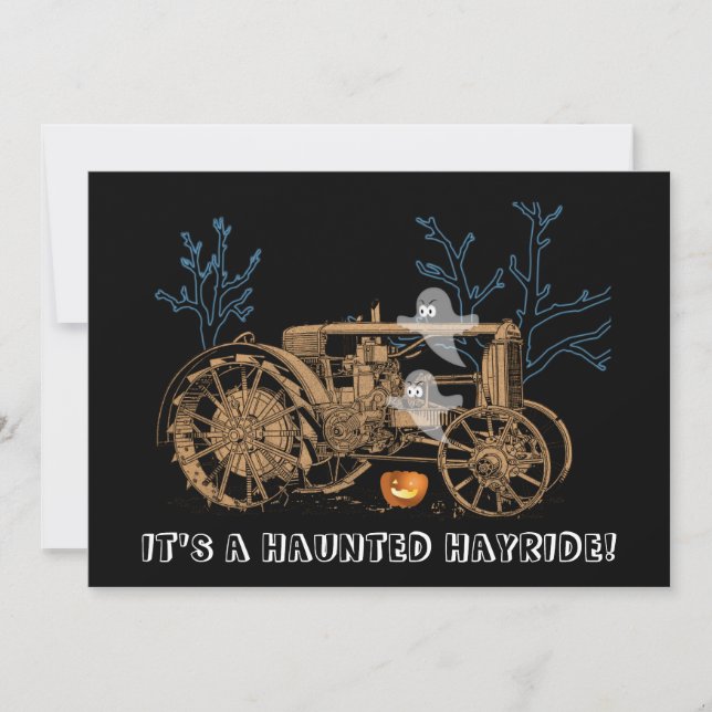 Invitation Halloween Haunween Haunted Hay Ride Ferme Tracteur (Devant)