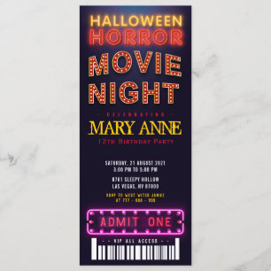 Invitation Halloween Horror Movie Party Billets Pass Annivers