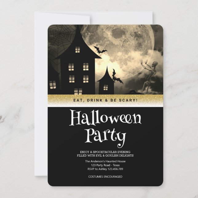 Invitation Halloween Imaginaire gothique Lune (Devant)