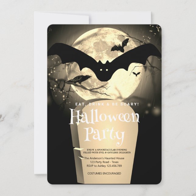 Invitation Halloween Imaginaire gothique Lune (Devant)