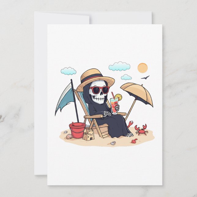Invitation Halloween in Summer – Grim Reaper on the Beach (Devant)