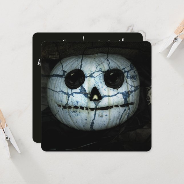 Invitation Halloween Jack-o-lanterne déplaisant (Devant/Arrière en situation)