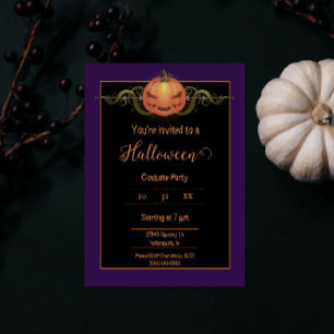 Invitation Halloween Jack-o-lanterne effrayant Violet