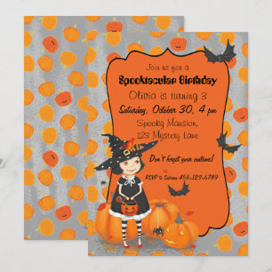 Invitation Halloween jolie petite sorcière
