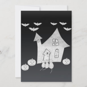 Invitation Halloween la nuit avec Haunted House, chauves-sour