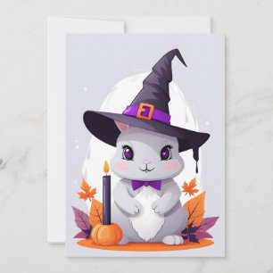 Invitation Halloween lapin mignon adorable drôle animal magiq