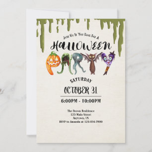 Invitation Halloween Lettres Monster Fête d'Halloween