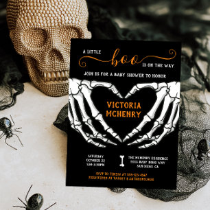 Invitation Halloween Little Boo Skeleton Baby shower cardiaqu