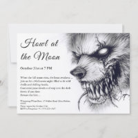 Invitation Halloween Loup-Garou – Horreur Pleine L