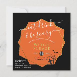 Invitation Halloween manger boire être effrayant Black Orange