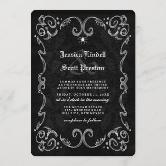 Invitation Halloween Mariage noir gothique RETOURNÉ