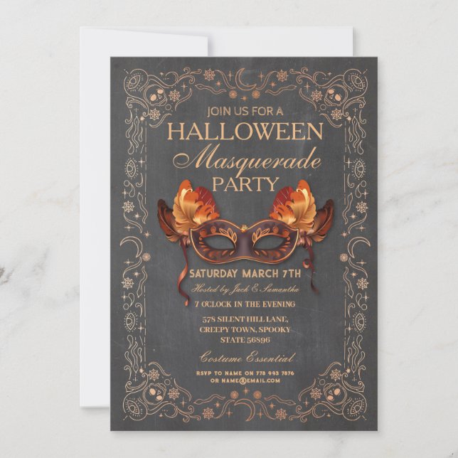 Invitation Halloween Masquerade Chalk Ball gothique (Devant)