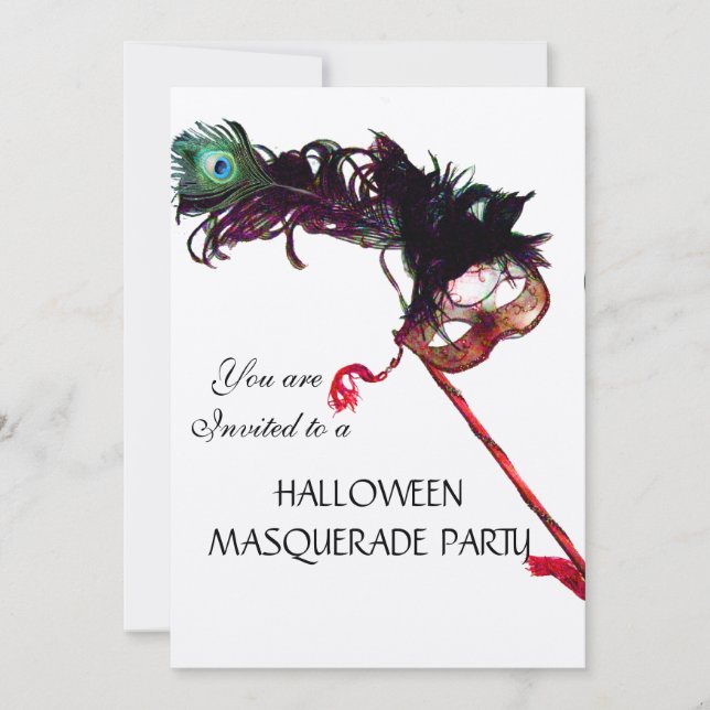 Invitation HALLOWEEN MASQUERADE PARTI or noir blanc (Devant)
