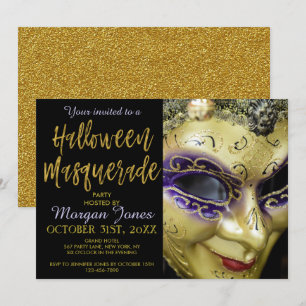 Invitation Halloween Masquerade Party avec la typographie mod