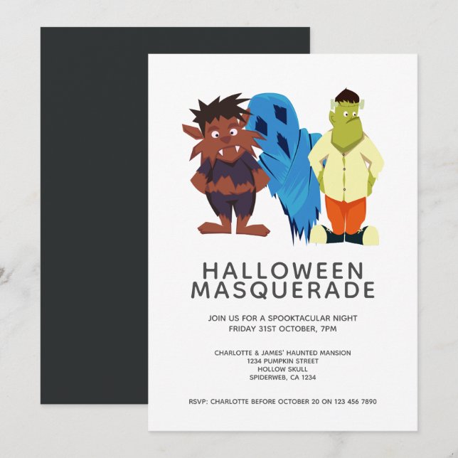 Invitation Halloween Masquerade Party Personnalisé (Devant / Derrière)