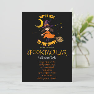 Invitation halloween mauvaises sorcières vibes citrouilles