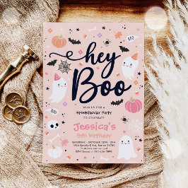 Invitation Halloween mignon rose Fantôme Anniversaire Spookta