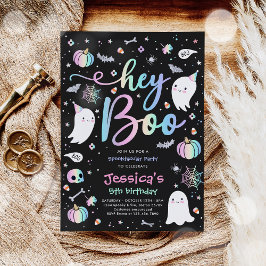 Invitation Halloween mignon rose Fantôme Anniversaire Spookta