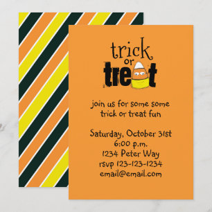 Invitation Halloween mignonne bonbon Corn Trick ou traiter dr
