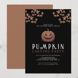 Invitation Halloween minimaliste Citrouille Éffrayant Carving