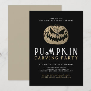 Invitation Halloween minimaliste Citrouille Éffrayant Carving