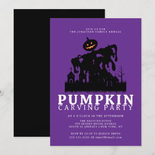Invitation Halloween minimaliste Citrouille Éffrayant Carving