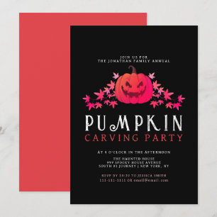 Invitation Halloween minimaliste Citrouille Éffrayant Carving