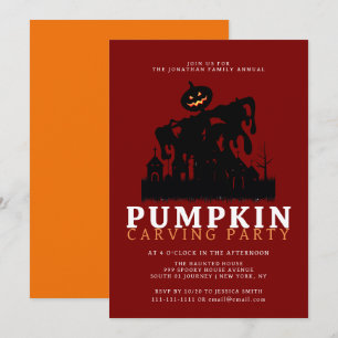 Invitation Halloween minimaliste Citrouille Éffrayant Carving