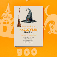 Halloween moderne simple balai et sorcière casquet