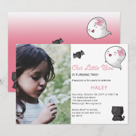 Invitation Halloween Notre Petit Boo Fille Fantôme 2e anniver