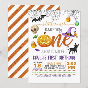 Invitation Halloween notre petit Citrouille en devient un