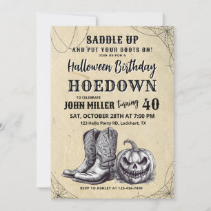 Invitation Halloween occidental Anniversaire Hodown, Cowboy