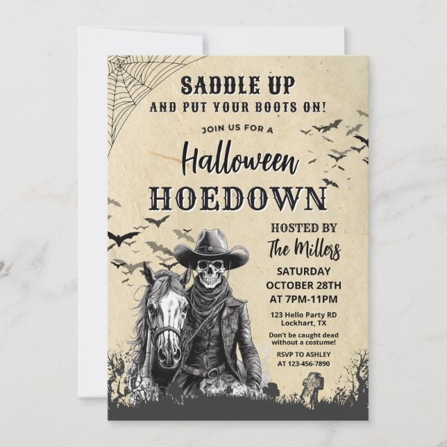 Invitation Halloween occidentale Hoedown Cowboy Party (Devant)