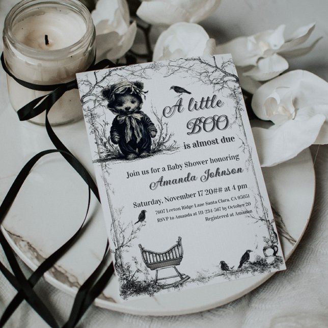 Invitation Halloween Ours Noir Thème Petit Baby shower Boo (Créateur téléchargé)