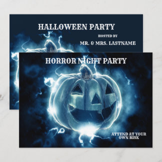 Invitation Halloween Parti mal bleu Citrouille Horreur