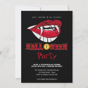 Invitation Halloween Parti Vampire Dents Gothique