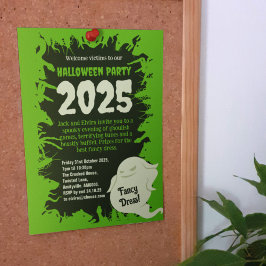 Invitation Halloween Party Bright Green Rats Crawlies Déplais