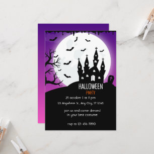 Invitation Halloween Party bright purple And Black