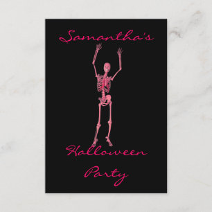 Invitation "Halloween party" - Dancing Pink Skeleton