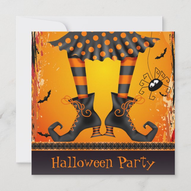 Invitation Halloween Party des Jambes de sorcières funky Whim (Devant)